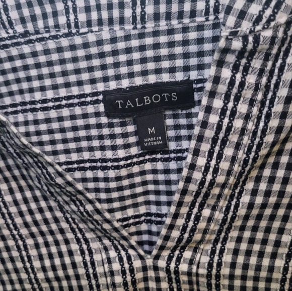 Talbots Black and White 3/4 Sleeve Relaxed Blouse - Picture 2 of 4